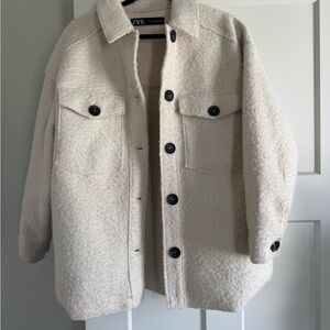 Zara Cream Textured Jacket